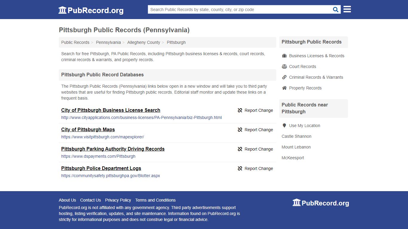 Free Pittsburgh Public Records (Pennsylvania Public Records)